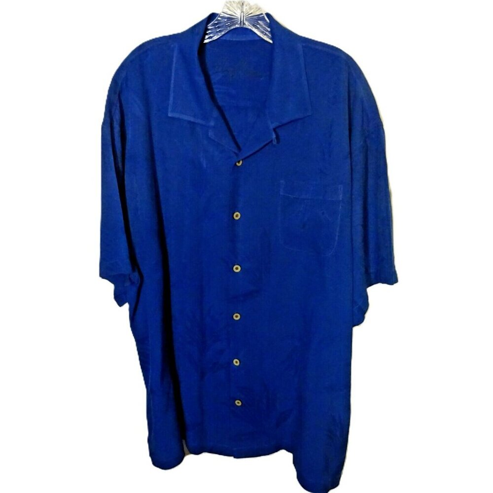 Tommy Bahama 100% Silk XXL Blue Aloha Short Sleeve‎ EUC